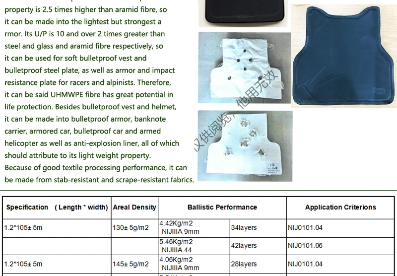 160g Non Woven Ballistic UHMWPE Fiber Ud Undirectional Fabric for Bullet Proof Vest160g Non Woven Ballistic UHMWPE Fiber Ud