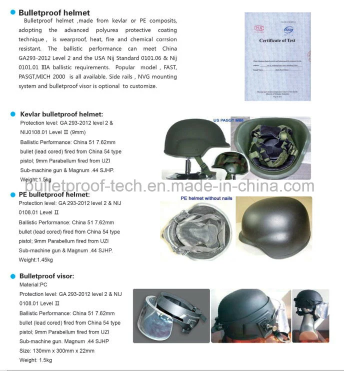 Aramid/PE Primary Combat Ballistic Helmet for Military Law Enforcement